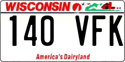 WI license plate 140VFK