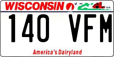 WI license plate 140VFM