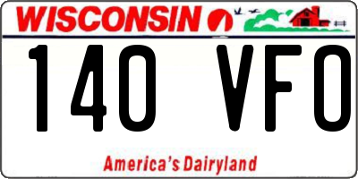 WI license plate 140VFO