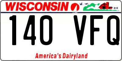 WI license plate 140VFQ