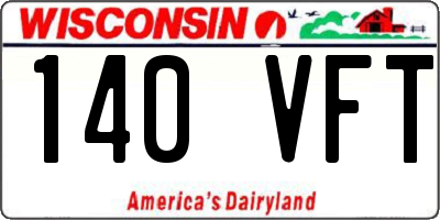 WI license plate 140VFT