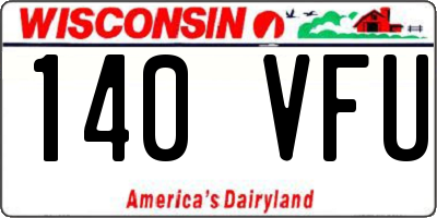 WI license plate 140VFU