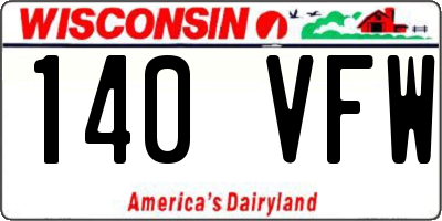 WI license plate 140VFW