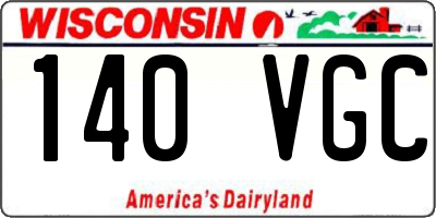 WI license plate 140VGC
