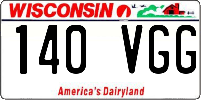 WI license plate 140VGG