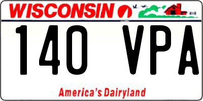 WI license plate 140VPA