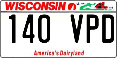 WI license plate 140VPD