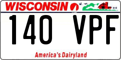 WI license plate 140VPF
