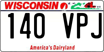 WI license plate 140VPJ