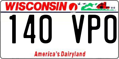 WI license plate 140VPO