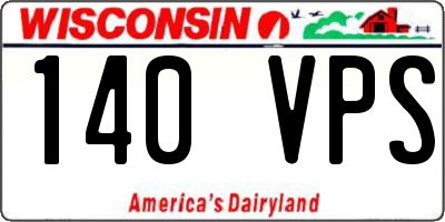 WI license plate 140VPS