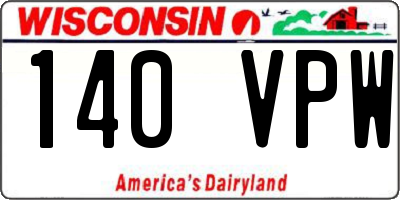 WI license plate 140VPW