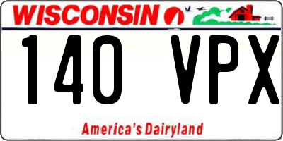 WI license plate 140VPX