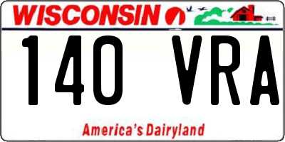 WI license plate 140VRA