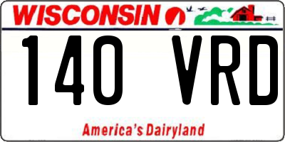 WI license plate 140VRD