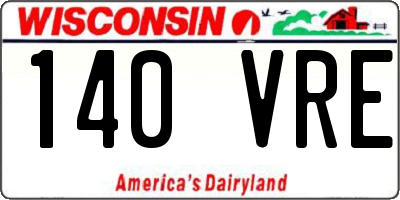 WI license plate 140VRE