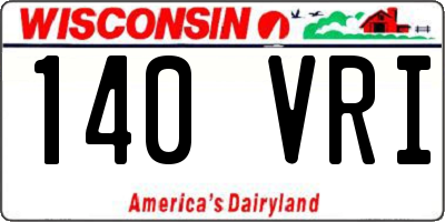 WI license plate 140VRI