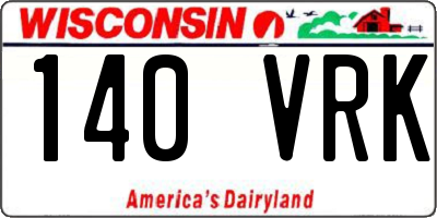 WI license plate 140VRK