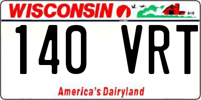 WI license plate 140VRT