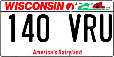 WI license plate 140VRU