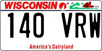 WI license plate 140VRW