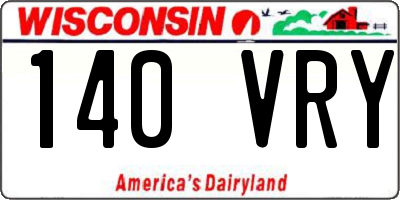 WI license plate 140VRY