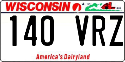 WI license plate 140VRZ