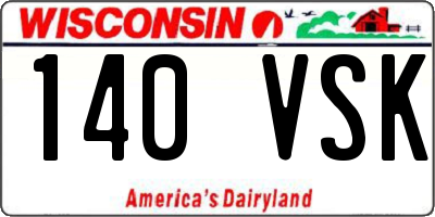 WI license plate 140VSK