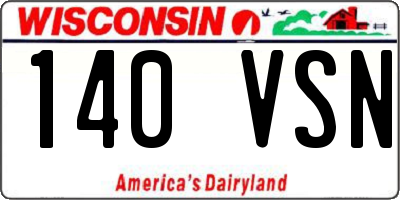 WI license plate 140VSN