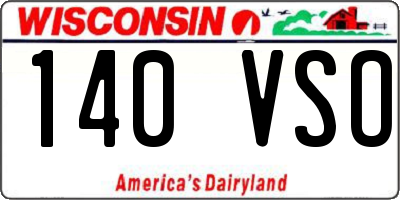 WI license plate 140VSO