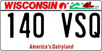 WI license plate 140VSQ