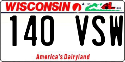 WI license plate 140VSW
