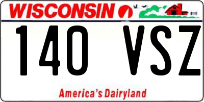 WI license plate 140VSZ