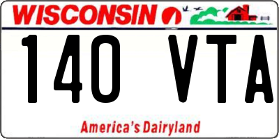 WI license plate 140VTA