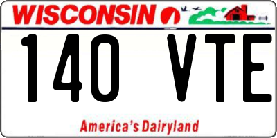 WI license plate 140VTE