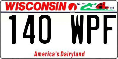 WI license plate 140WPF