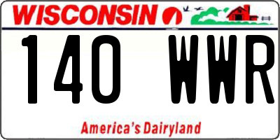 WI license plate 140WWR