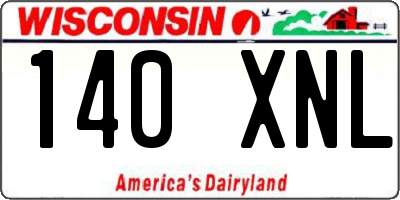 WI license plate 140XNL