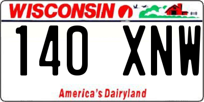 WI license plate 140XNW