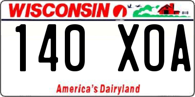 WI license plate 140XOA
