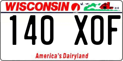 WI license plate 140XOF