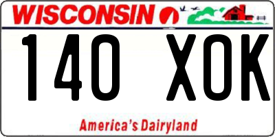 WI license plate 140XOK