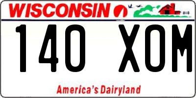 WI license plate 140XOM