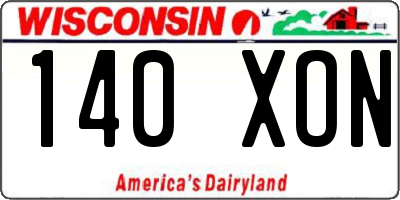 WI license plate 140XON
