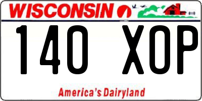 WI license plate 140XOP