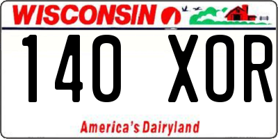 WI license plate 140XOR