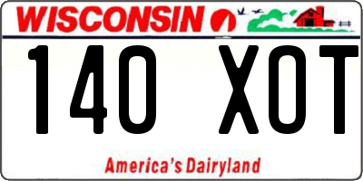 WI license plate 140XOT