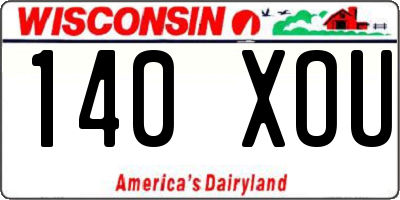 WI license plate 140XOU