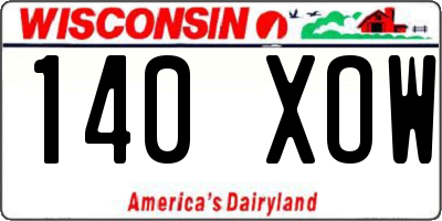 WI license plate 140XOW