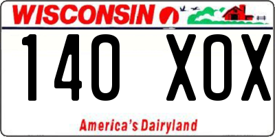 WI license plate 140XOX